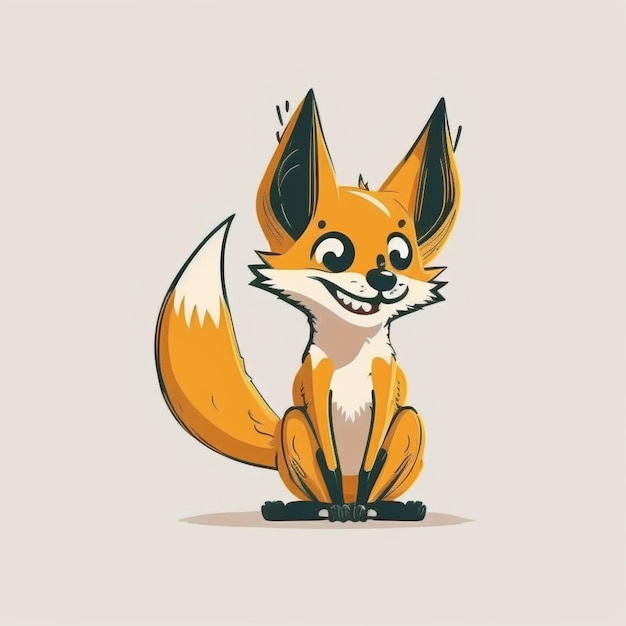 A cartoon fox sits on a light background.