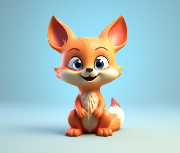 A cartoon fox sitting on a blue surface