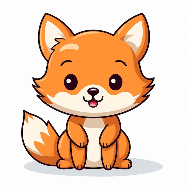 cartoon fox sitting on the ground with its paws crossed generative ai