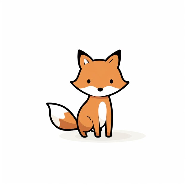 cartoon fox sitting on the ground with a white background generative ai
