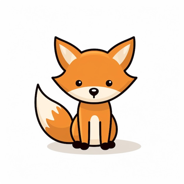 cartoon fox sitting on the ground with a white background generative ai