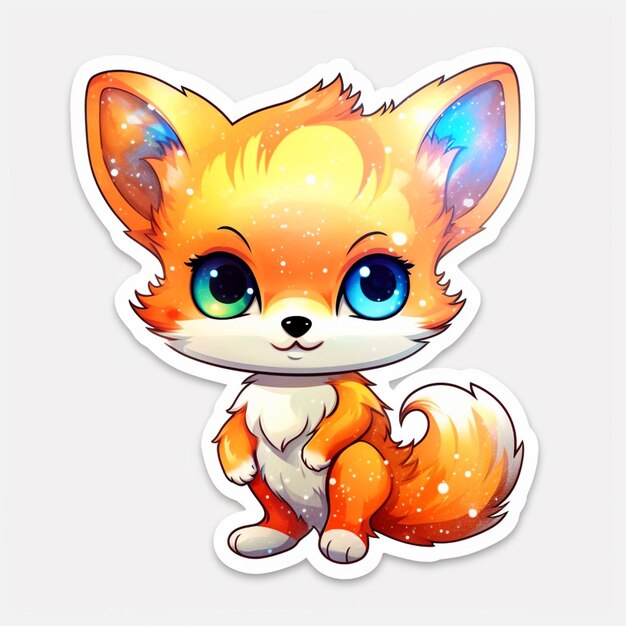 cartoon fox with blue eyes and stars in the background generative ai