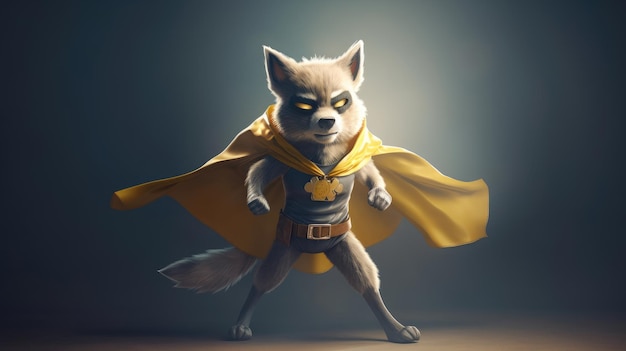 A cartoon of a fox with a cape and cape.