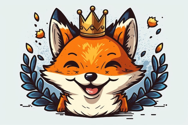 A cartoon fox with a crown on its head