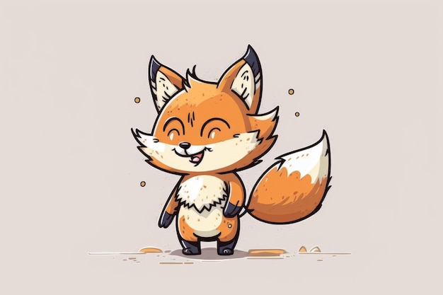 A cartoon fox with a tail and tail that says'fox'on it