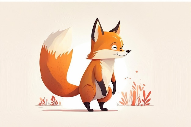 A cartoon of a fox with a tail that says'fox'on it