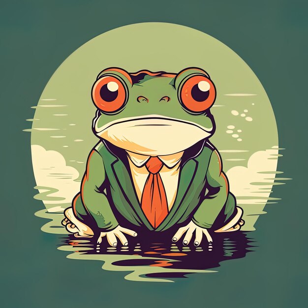 Photo a cartoon of a frog wearing a suit and tie sitting in the water