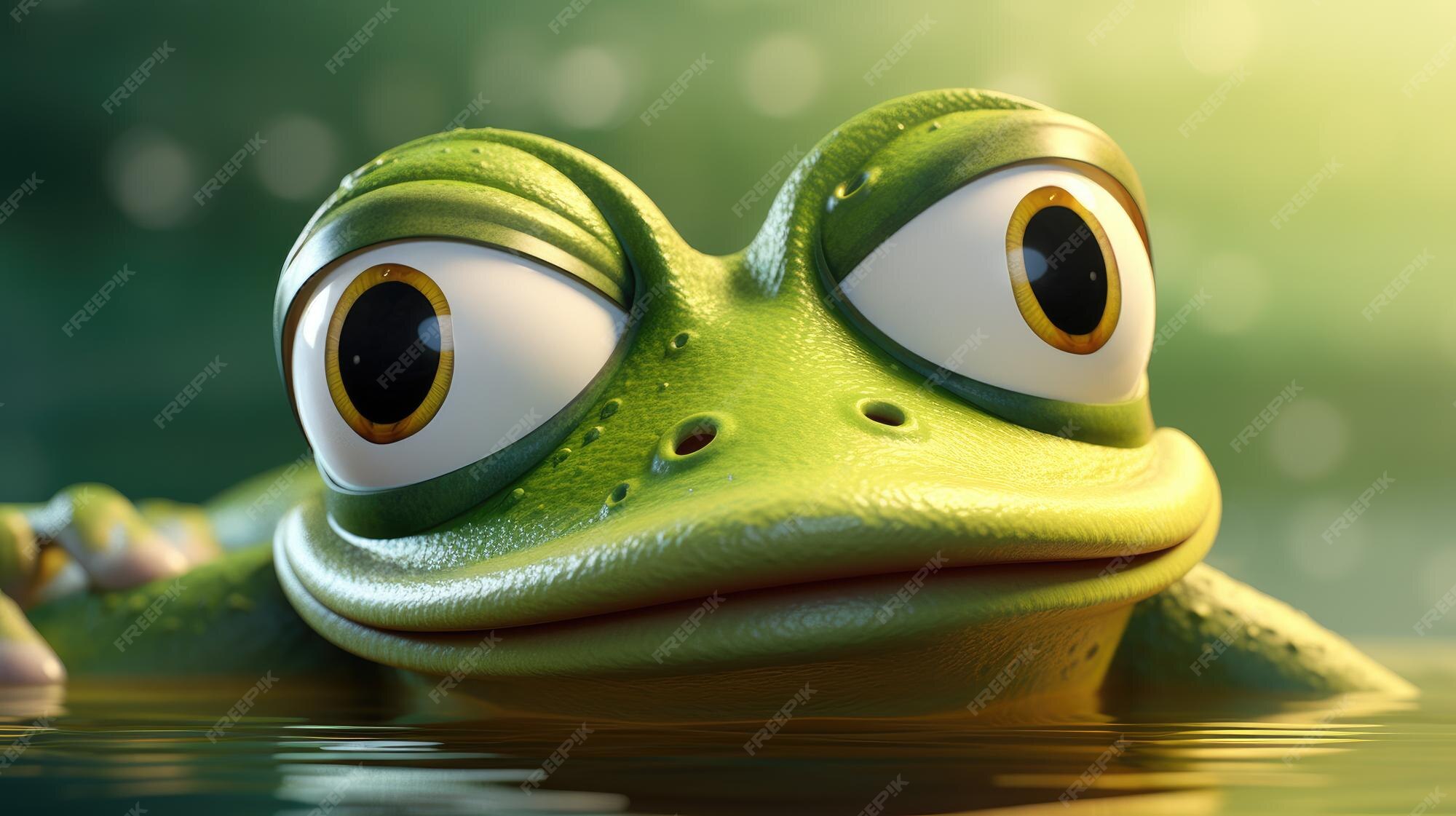 Premium Photo | Cartoon frog with big eyes