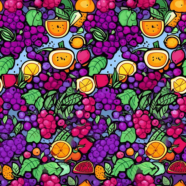 Cartoon fruit seamless pattern
