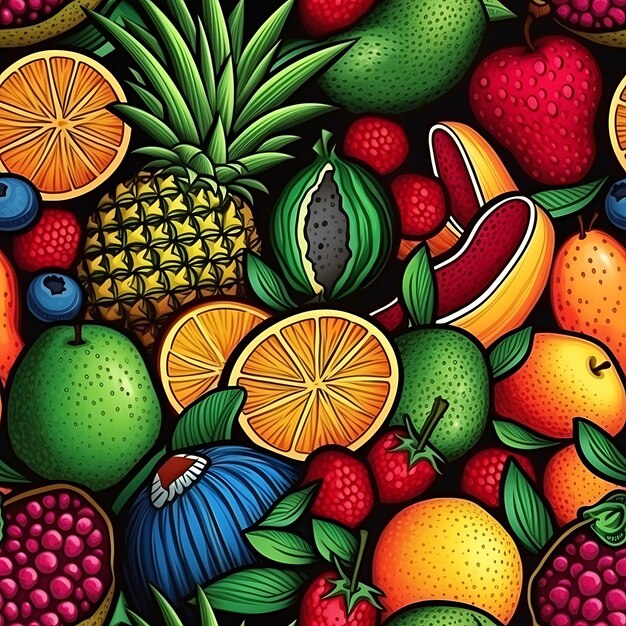 Cartoon fruit seamless pattern