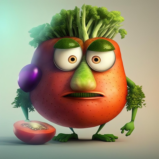 Cartoon funny fruits healthy food healthy lifestyle