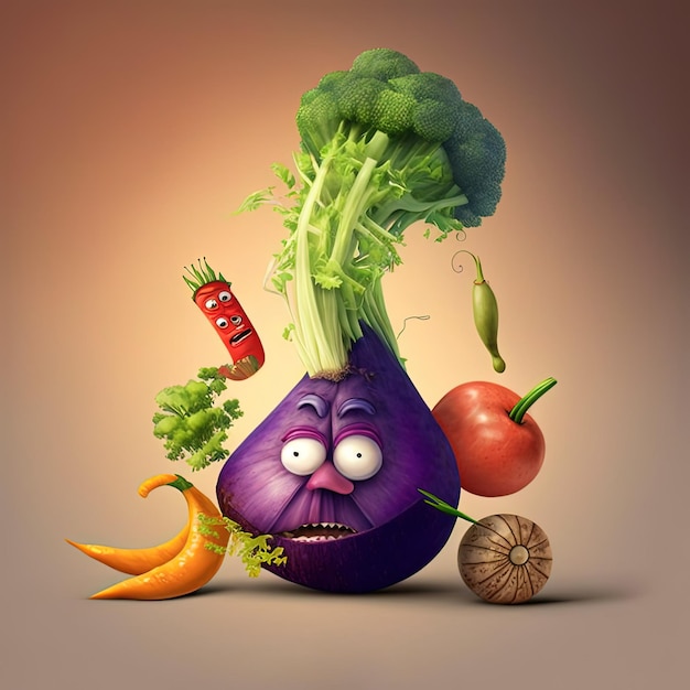 Cartoon funny fruits healthy food healthy lifestyle