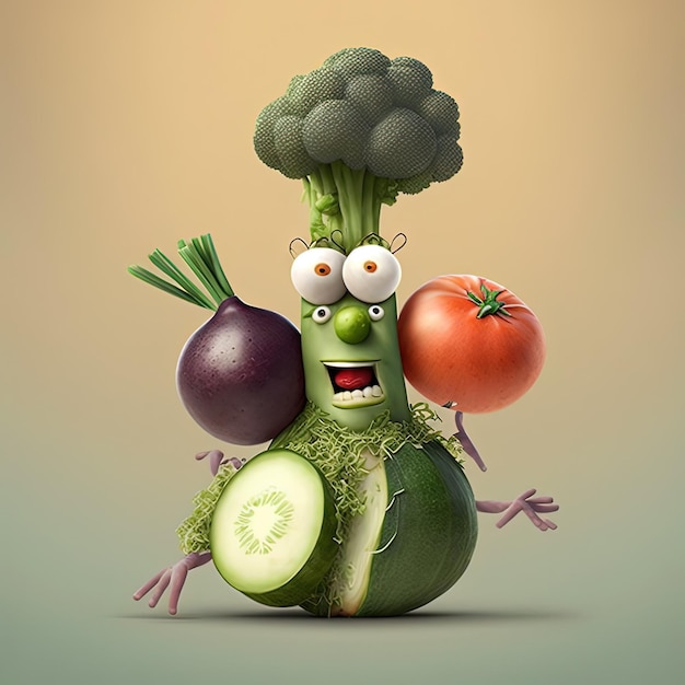 Cartoon funny fruits healthy food healthy lifestyle