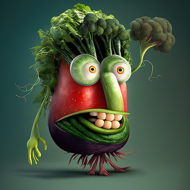 Cartoon funny fruits healthy food healthy lifestyle