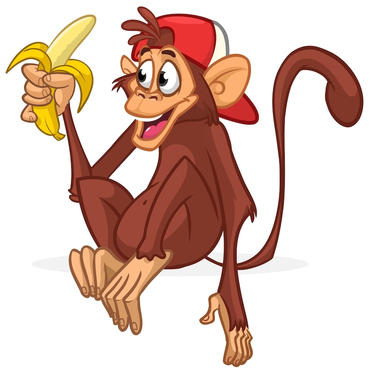Photo cartoon funny monkey chimpanzee vector illustration isolated on white