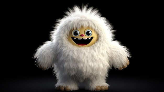 Premium AI Image  Creepy fluffy monster face smiling and laying