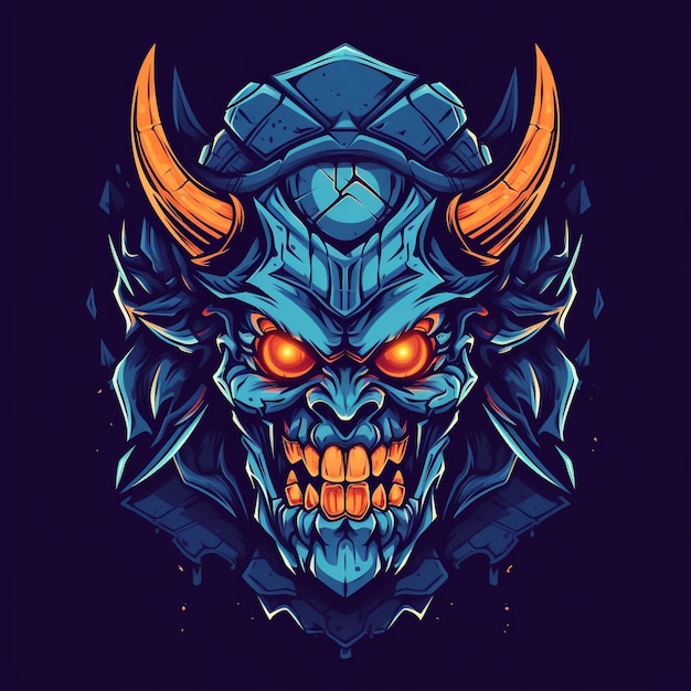 Cartoon game boss logo for a gaming brand