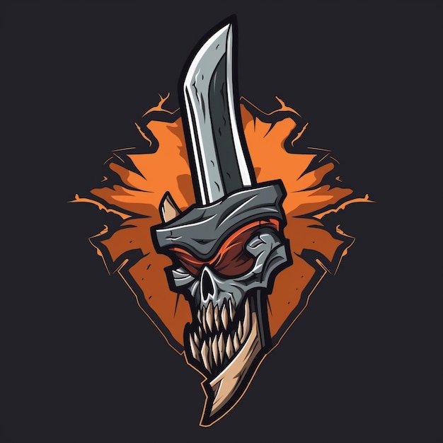 Cartoon game weapon logo for a gaming brand