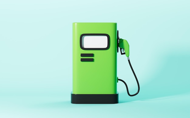 Cartoon gas pump Green Energy Environmental Alternative Energy Concept 3d rendering