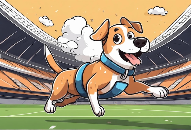 Cartoon gelukkige hond met een bal cartoon gelukkig hond met een ballen cartoon hond die voetbal speelt