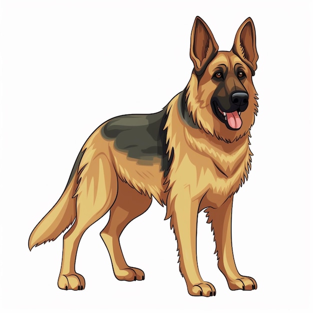Photo a cartoon german shepherd dog standing with his tongue out generative ai