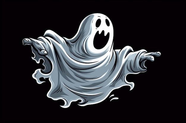 A cartoon ghost with a black background generative ai