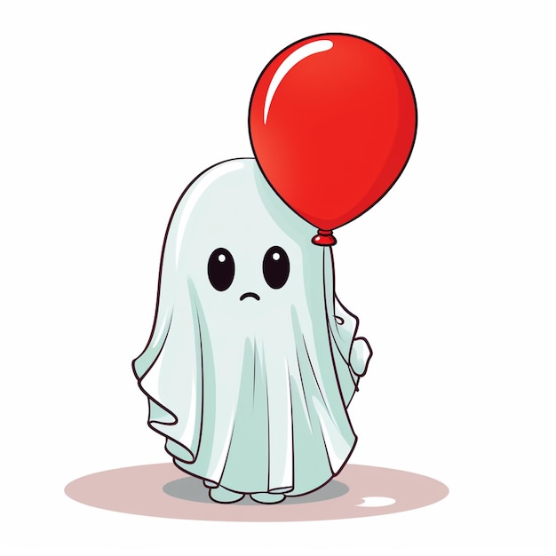 Photo a cartoon ghost with a red balloon in its hand generative ai