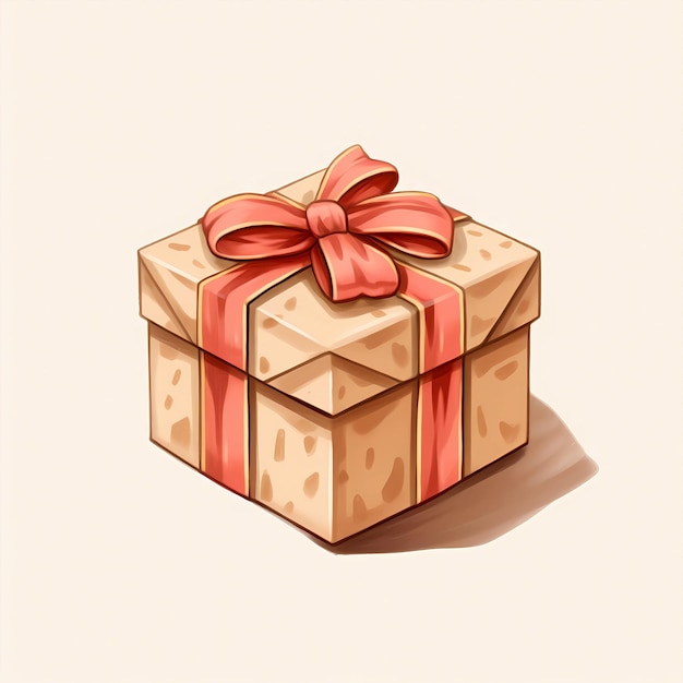 Cartoon gift wrapping box illustration material