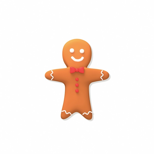 Cartoon gingerbread man on white background 3d rendere picture