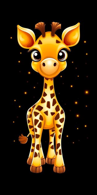 Photo a cartoon giraffe standing in front of a black background generative ai image