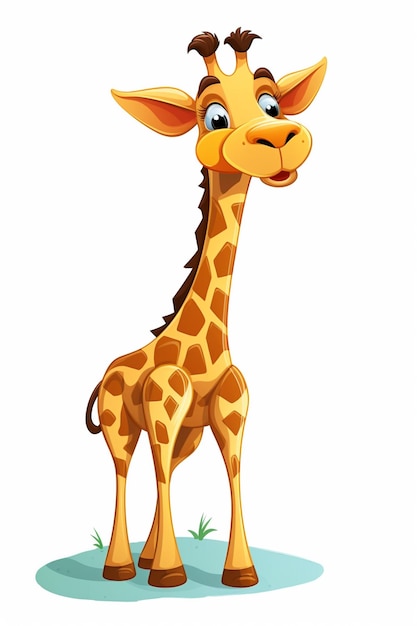 cartoon giraffe standing in the grass with a surprised look on his face generative ai