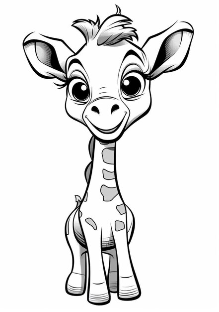 Photo a cartoon giraffe with big eyes and a long neck generative ai