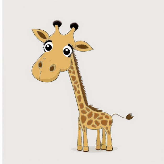 Photo a cartoon giraffe with a brown background and a white face.
