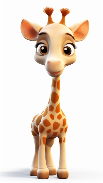 Photo cartoon giraffe with a very large nose and a long neck generative ai