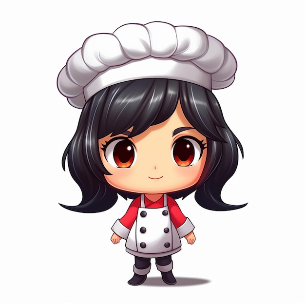 Cartoon girl in chefs hat and apron holding a plate generative ai