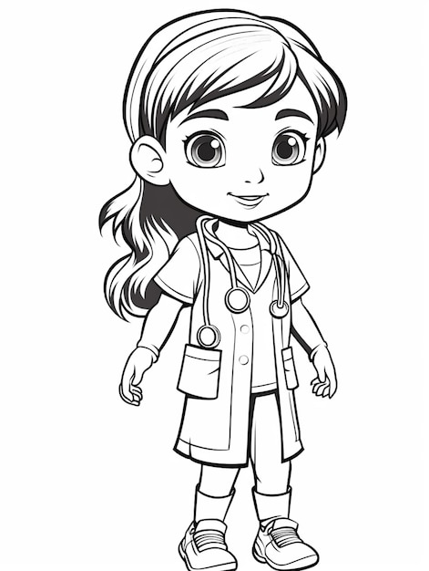 a cartoon girl in a doctors coat with a stethoscope generative ai
