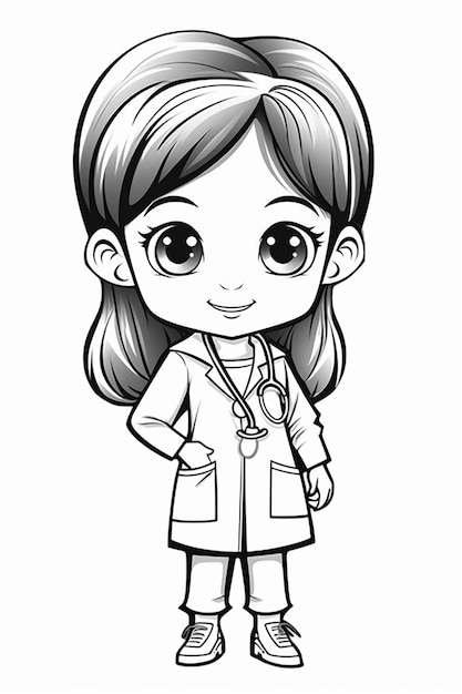 a cartoon girl in a doctors coat with a stethoscope generative ai