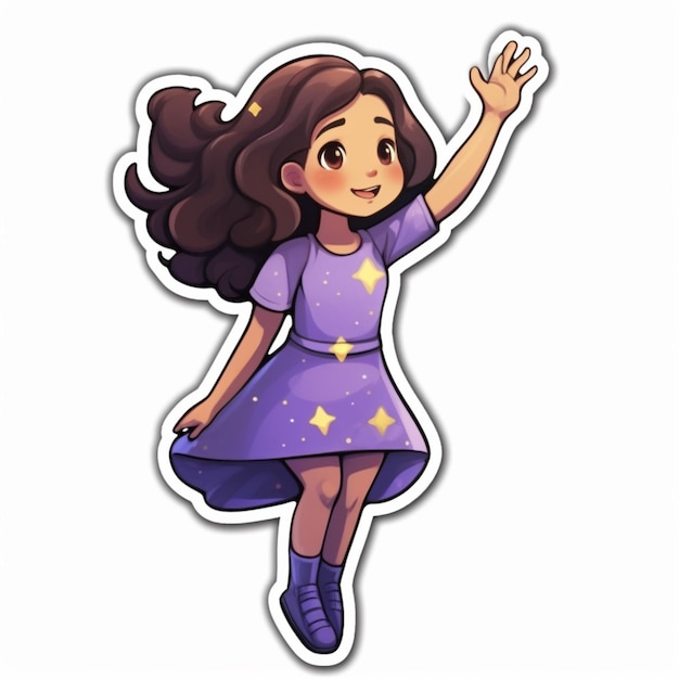 Photo a cartoon girl in a purple dress with a star on her arm generative ai