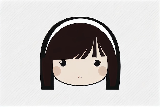 Photo a cartoon of a girl with a black headband.