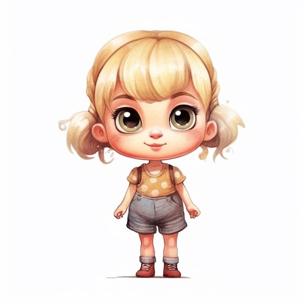 A cartoon girl with blonde hair and a polka dot shirt generative ai