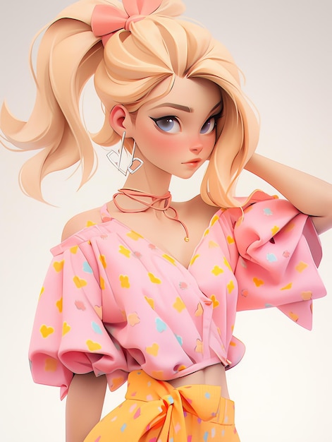 a cartoon girl with blonde hair