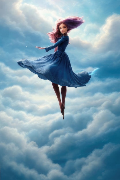 A cartoon of a girl with a cloud on her head