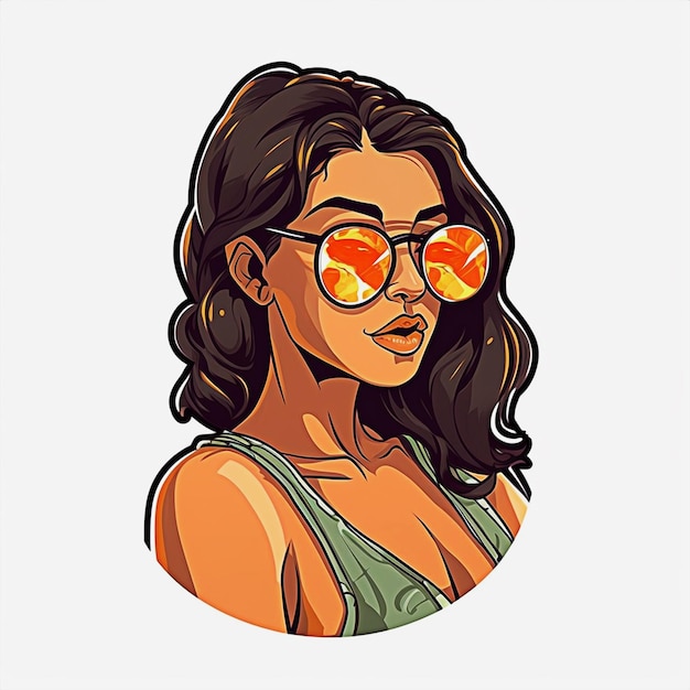 Photo cartoon girl with cool glasses