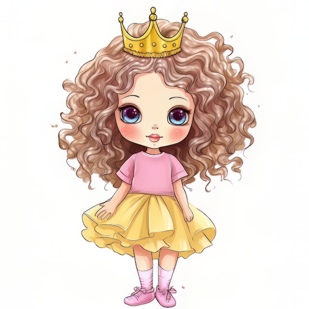 A cartoon girl with a crown on her head