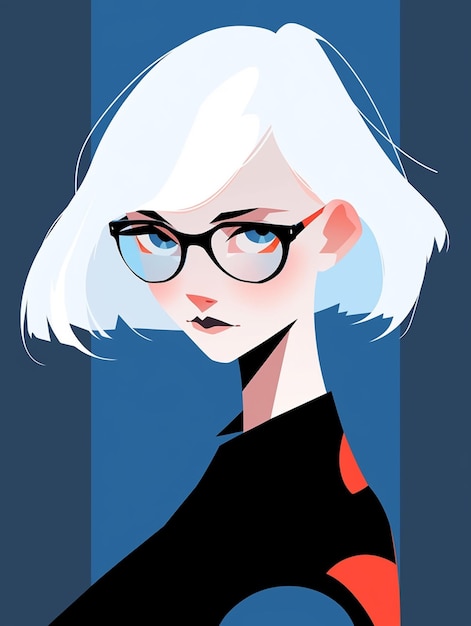 Мультяшная девушка в очках и черном топе с генеративным ИИ