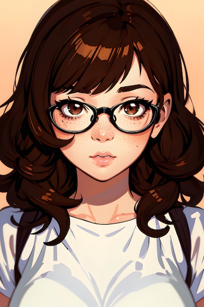 Foto un cartone animato di una ragazza con gli occhiali e una camicia che dice che è una ragazza
