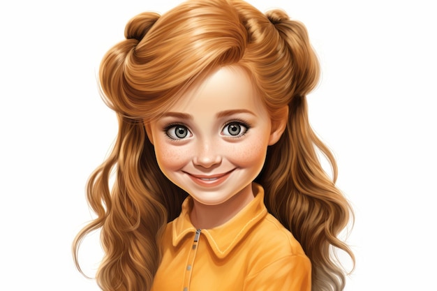 Photo a cartoon girl with long hair and big eyes