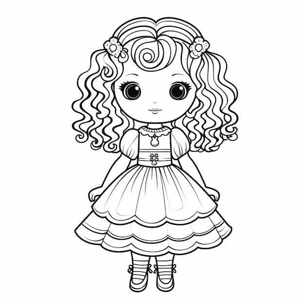 a cartoon girl with long hair and a dress in a dress generative ai