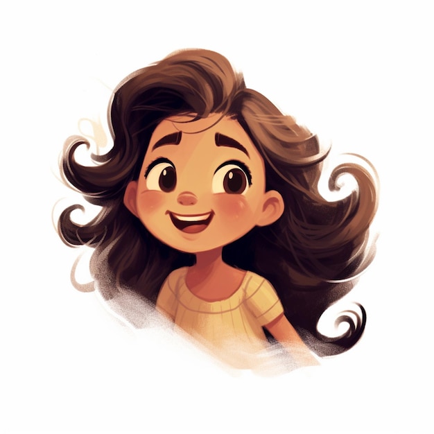 cartoon girl with long hair and a smile on her face generative ai