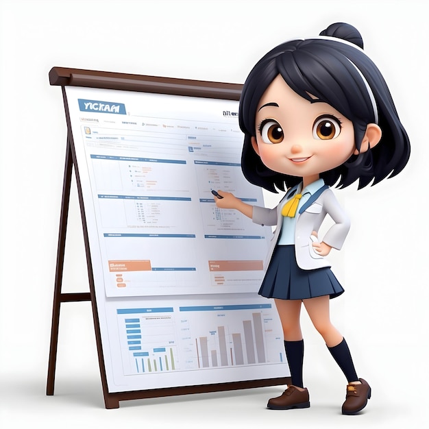 직업 일러스트레이션의 만화 소녀 귀여운 작은 노동자 그래픽 금융